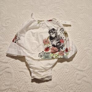 Baby Gap girls 3-6 months sleeveless romper kitten design New
